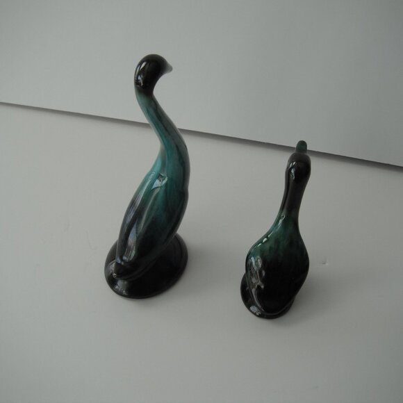 Lot of 2 Vintage Blue Mountain Pottery Bird  Green/Black Drip Glaze Canada - Picture 3 of 8